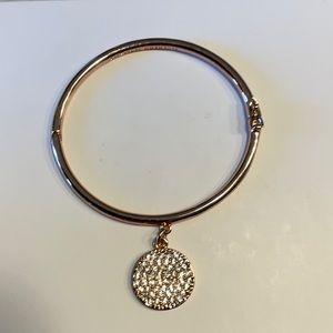 Kate Spade NY Make Me Blush Rose Gold Pave Disc Charm Bangle Bracelet - NWOT